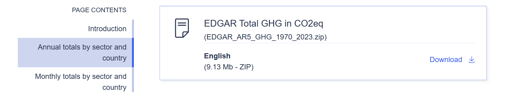 Screenshot of EDGAR webpage