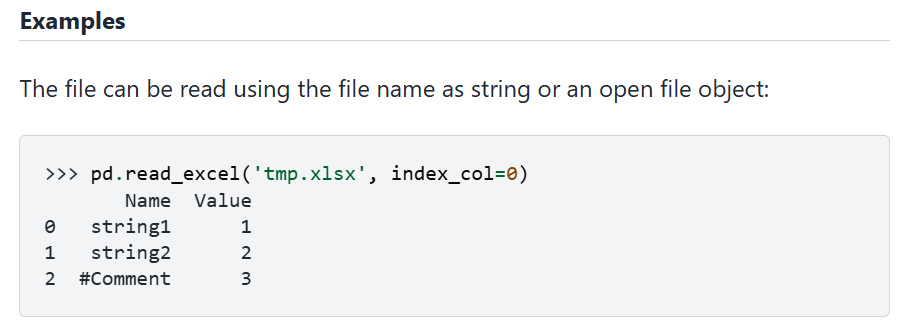 Image with documentation for read_excel