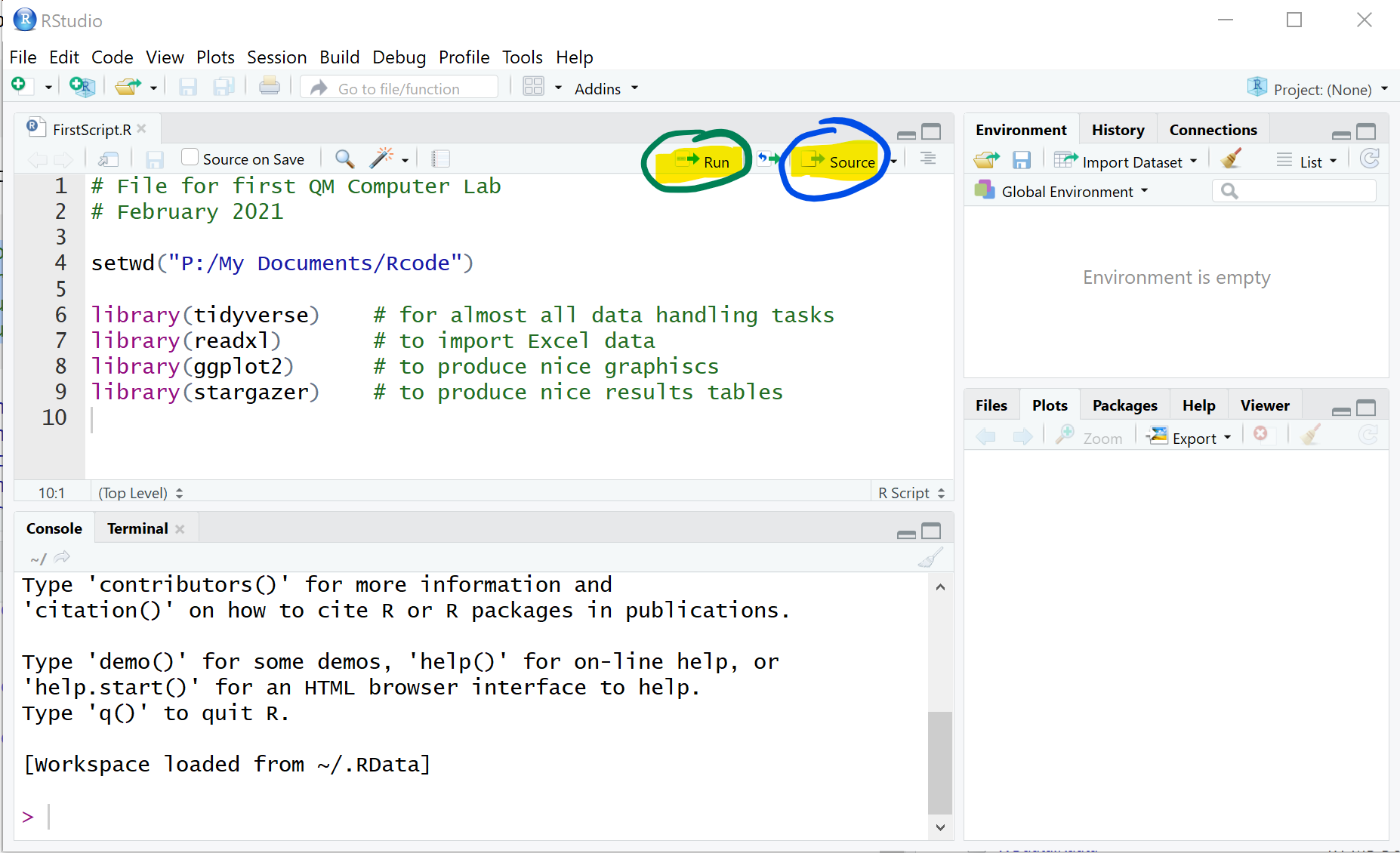 RStudio executing code
