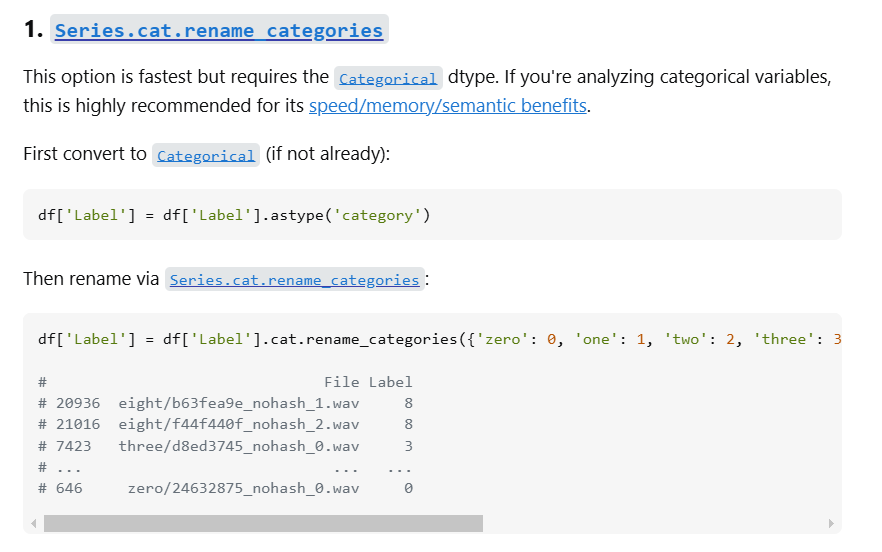 Internet advice on renaming categorical variables